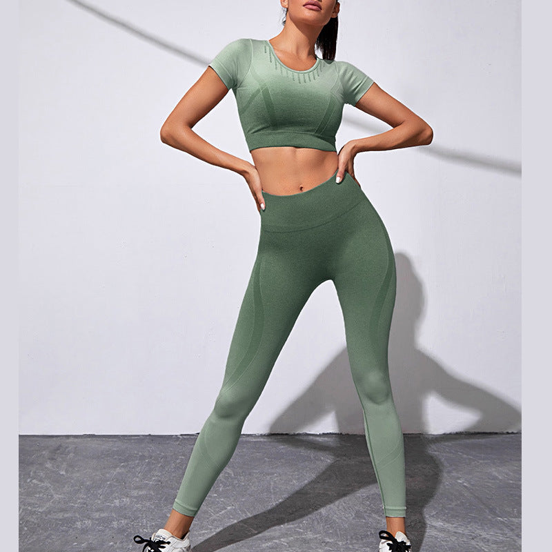 Hanging Dyed Seamless Gradient Yoga Clothes Suit High Sense