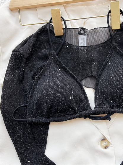 Glitter Three-Piece Swim Set - Fashion Finder Hub