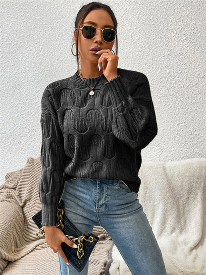 Round Neck Long Sleeve Sweater - Fashion Finder Hub