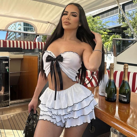 Low Waist Hip-wrapped Skirt Sexy Tube Top Two-piece Set