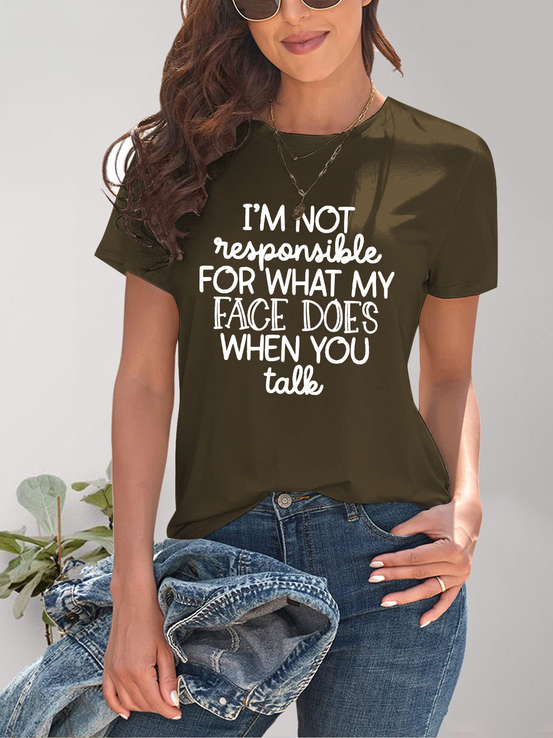 Letter Graphic Round Neck Short Sleeve T-Shirt - Fashion Finder Hub