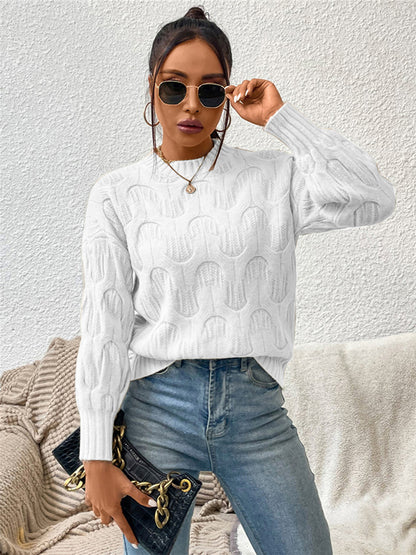 Round Neck Long Sleeve Sweater - Fashion Finder Hub