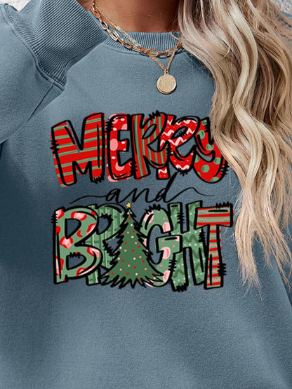 MERRY AND BRIGHT Long Sleeve Sweatshirt - Fashion Finder Hub