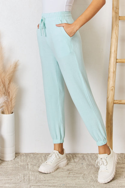 RISEN Full Size Drawstring Ultra Soft Knit Jogger - Fashion Finder Hub