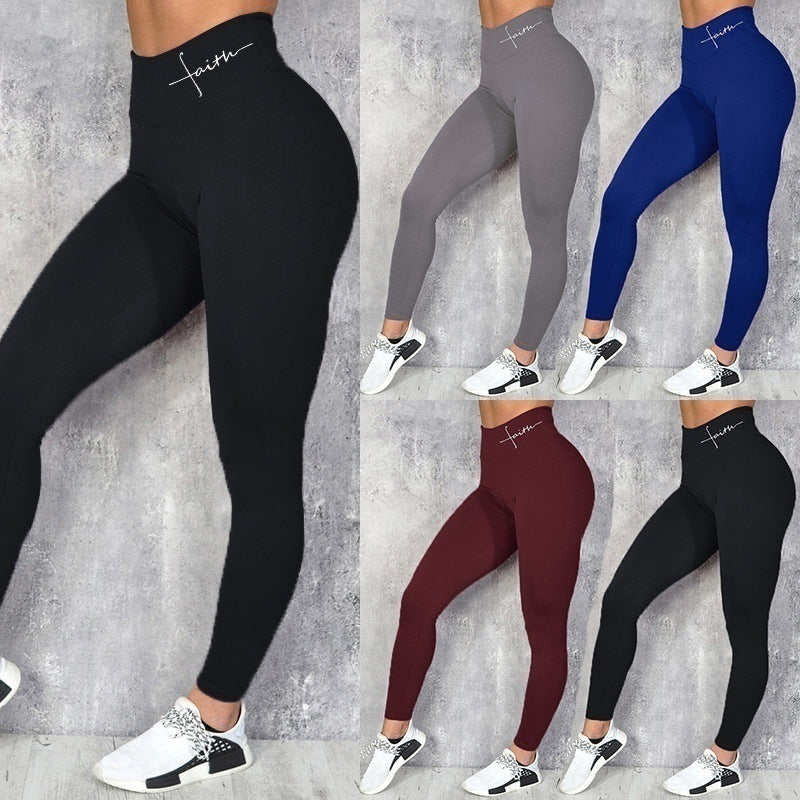 Linda Letter Printed Leggings (Hip Lifting Stretch)