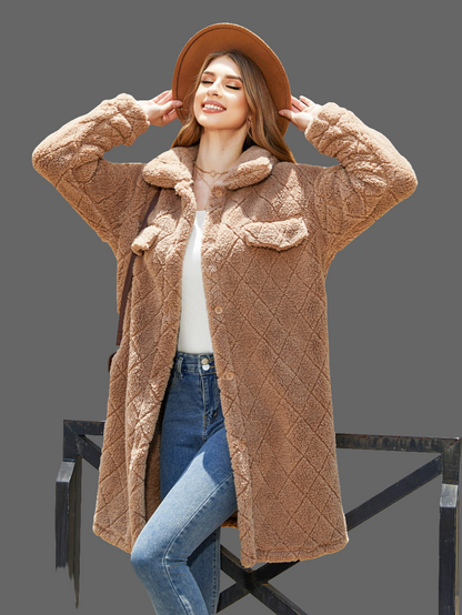 Texture Button Up Dropped Shoulder Coat