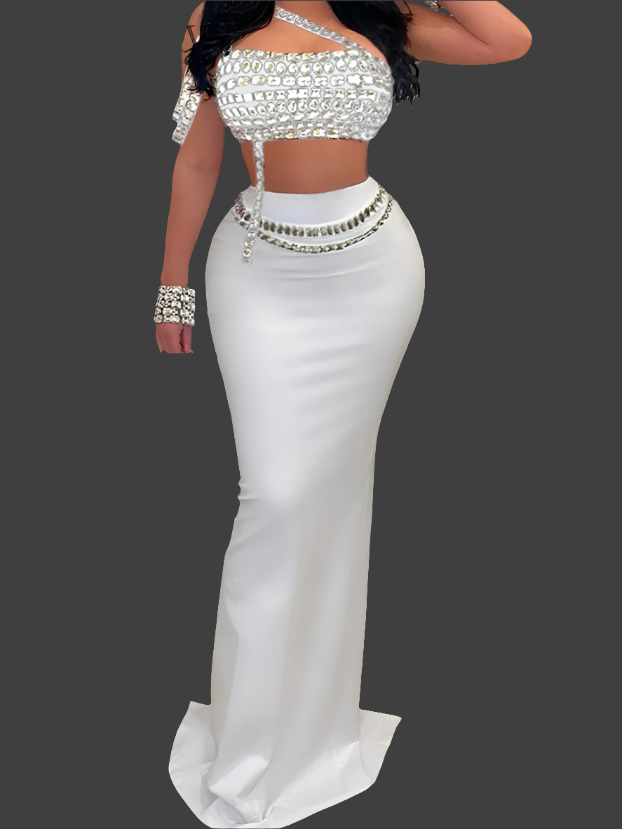 Dasani Rhinestone Top and Long Skirts Sets