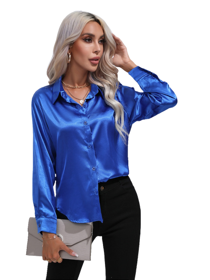 Collared Neck Buttoned Long Sleeve Shirt