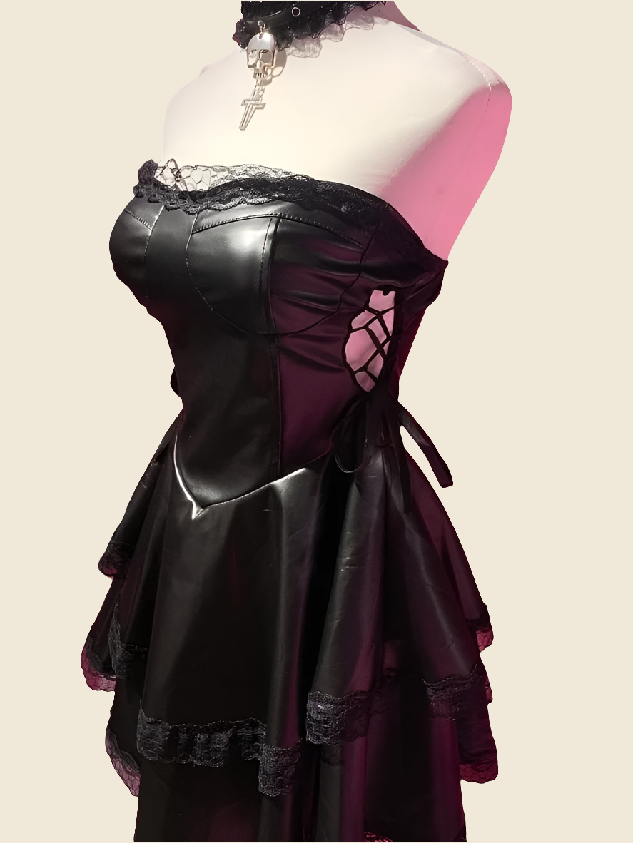 Black PU Leather Woman Dress (Gothic Design)