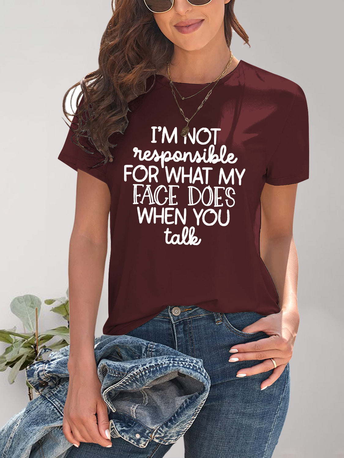 Letter Graphic Round Neck Short Sleeve T-Shirt - Fashion Finder Hub
