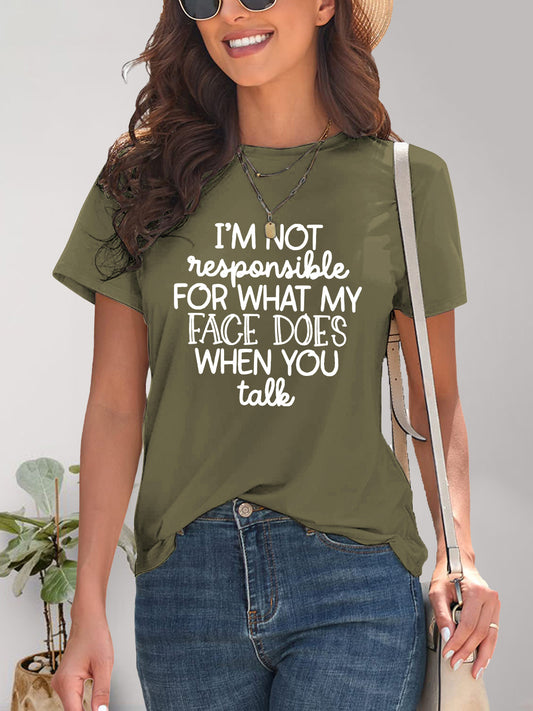 Letter Graphic Round Neck Short Sleeve T-Shirt - Fashion Finder Hub