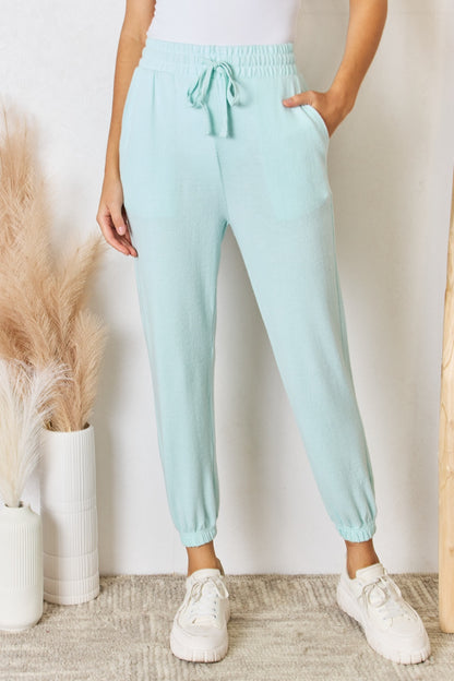 RISEN Full Size Drawstring Ultra Soft Knit Jogger - Fashion Finder Hub