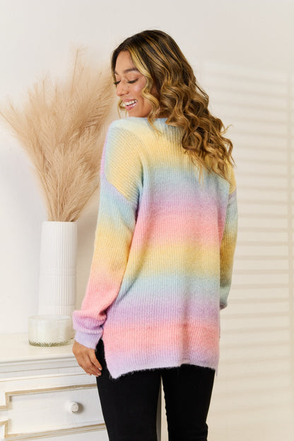 Gradient V-Neck Sweater - Fashion Finder Hub