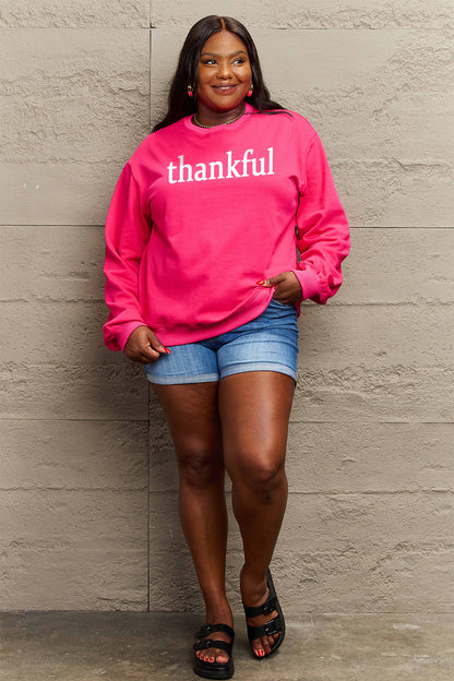 Simply Love Full Size THANKFUL Graphic Sweatshirt - Fashion Finder Hub
