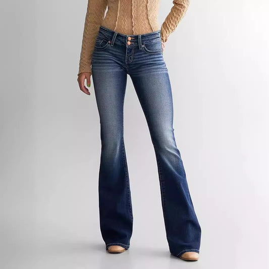 Rita Mid Waist Slim Fit Stretch Retro Flared Jeans