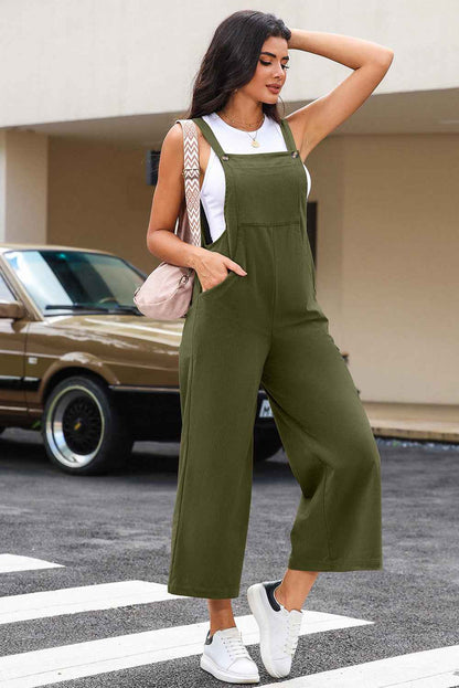 Pocketed Wide Leg Overall