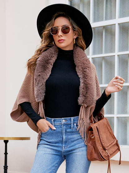 Open Front Fringe Hem Poncho - Fashion Finder Hub