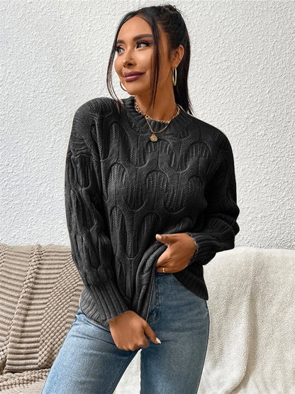 Round Neck Long Sleeve Sweater - Fashion Finder Hub