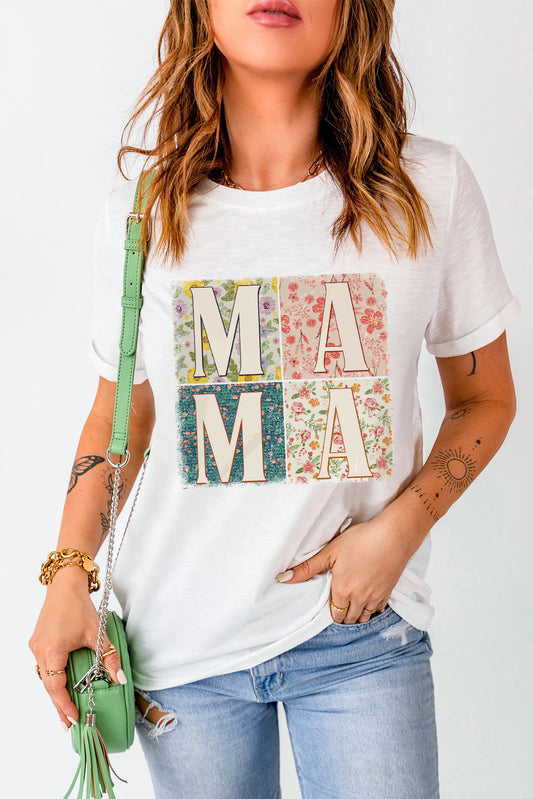 MAMA Round Neck Short Sleeve T-Shirt - Fashion Finder Hub