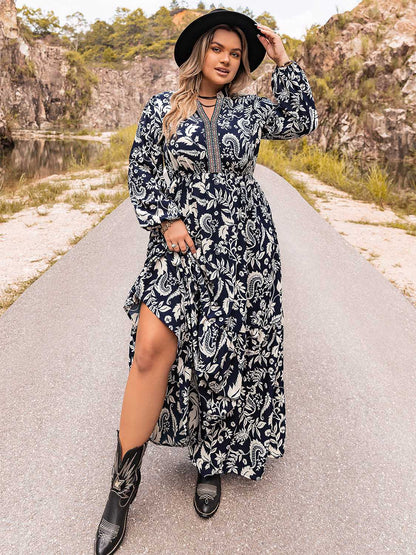 Plus Size Long Sleeve Maxi Dress - Fashion Finder Hub