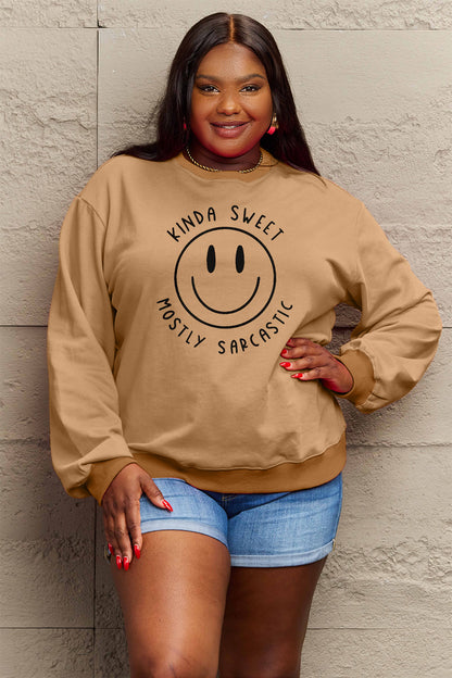 Simply Love Full Size Smiling Face Graphic Sweatshirt - Fashion Finder Hub