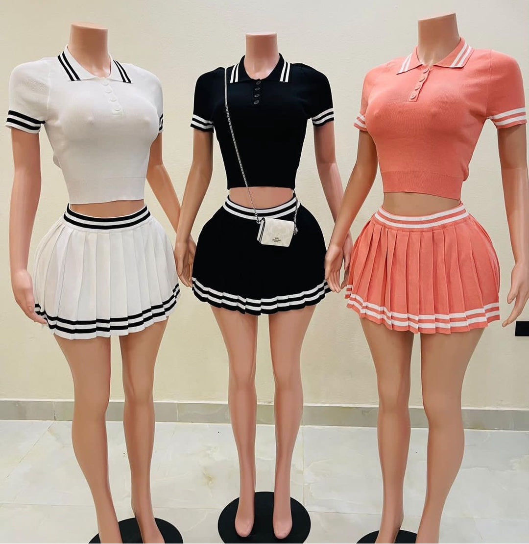 Casual Set Trendy Tops Pleated Skirt Two-piece Set