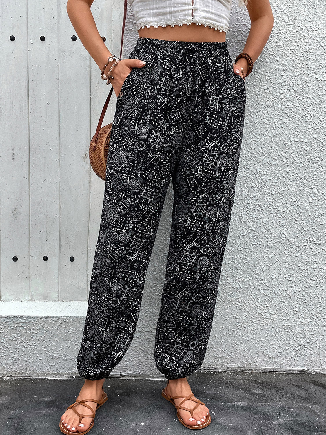 Printed High Waist Pants