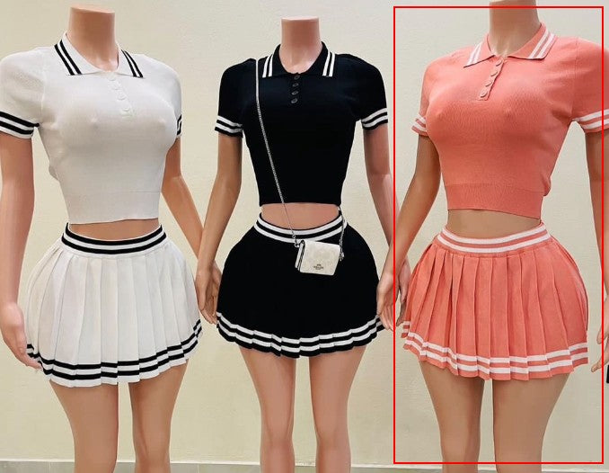 Casual Set Trendy Tops Pleated Skirt Two-piece Set