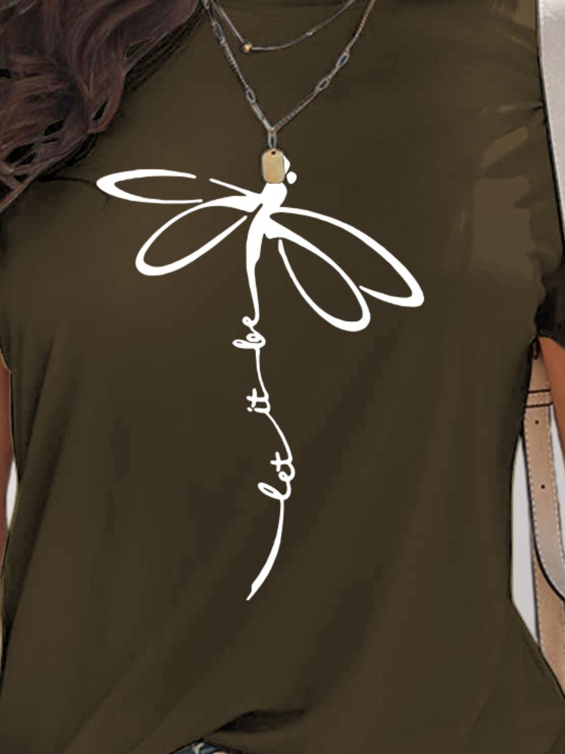 Dragonfly Graphic Round Neck Short Sleeve T-Shirt - Fashion Finder Hub