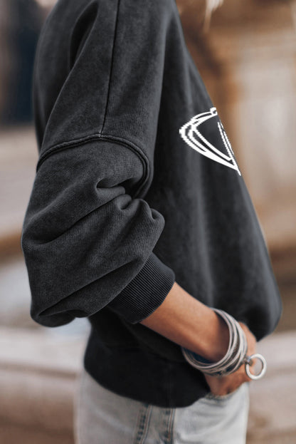 Round Neck Long Sleeve FOOTBALL Graphic Sweatshirt - Fashion Finder Hub