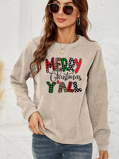 MERRY CHRISTMAS Y'ALL Graphic Sweatshirt - Fashion Finder Hub