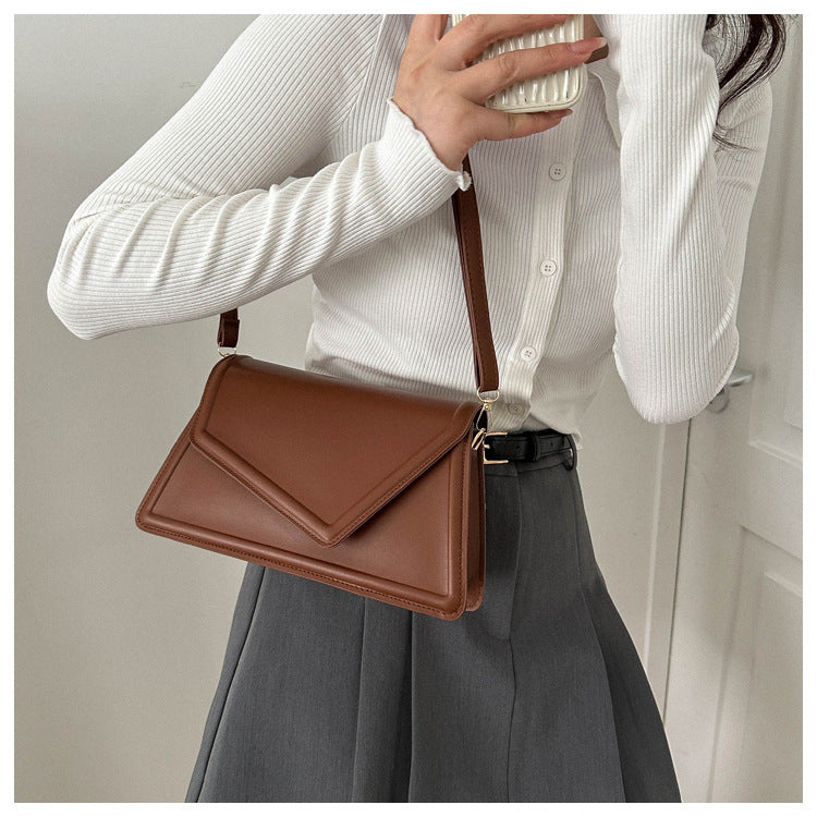 Women's Simple Textured Fashion Solid Color Shoulder Messenger Bag