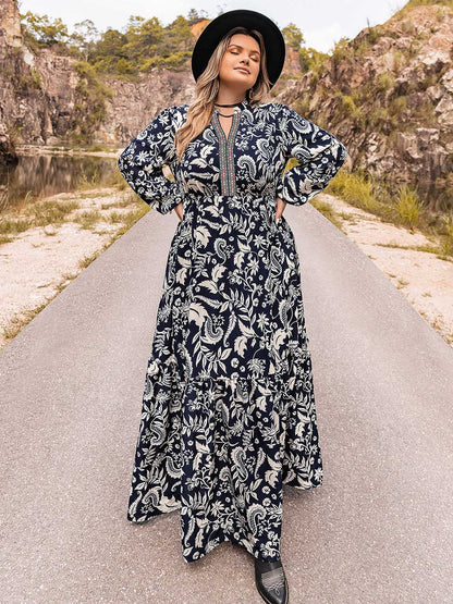 Plus Size Long Sleeve Maxi Dress - Fashion Finder Hub