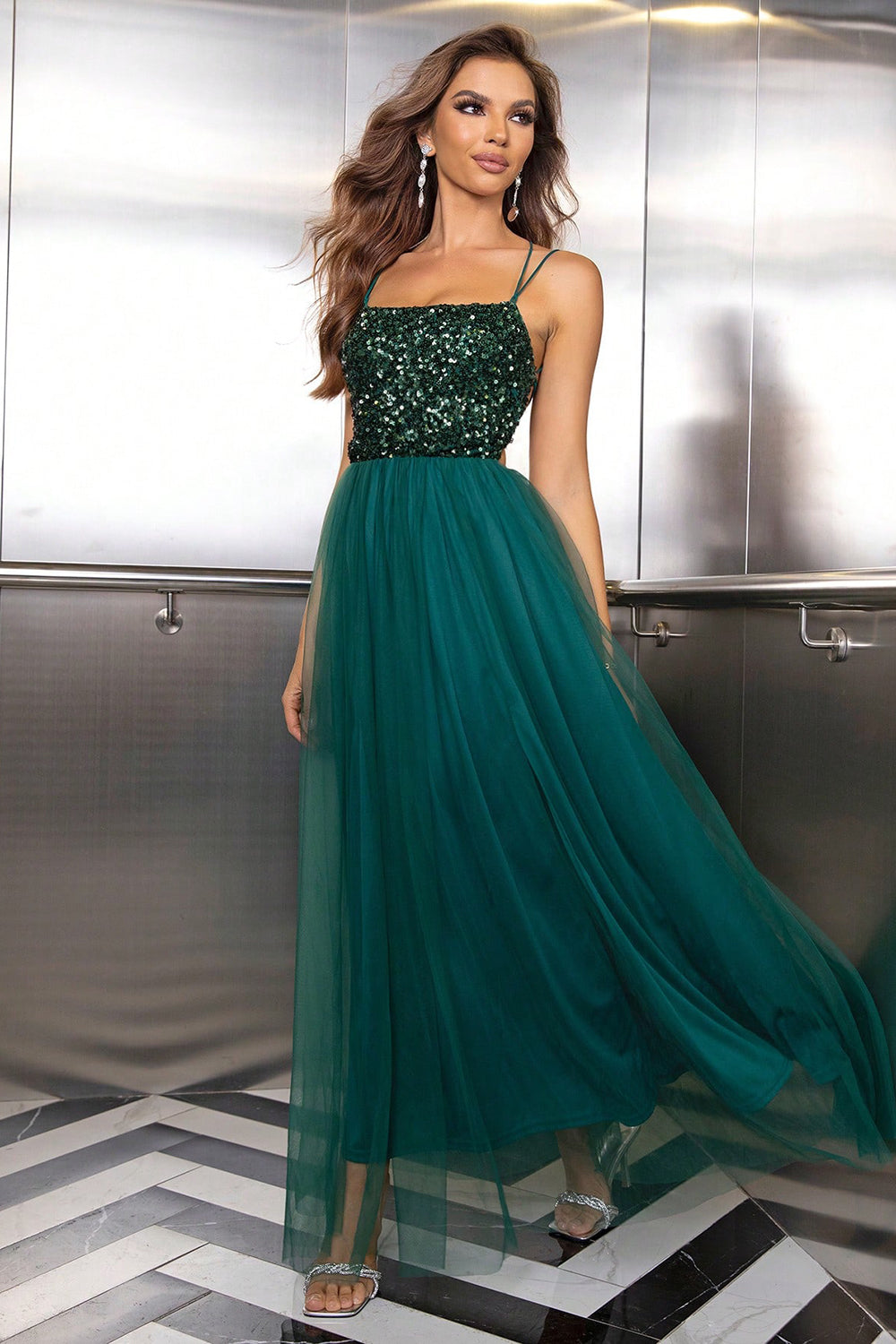 Lace-Up Backless Mesh Dress - Fashion Finder Hub