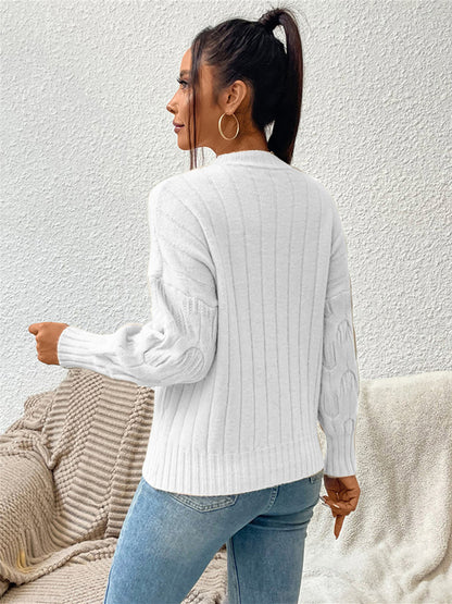 Round Neck Long Sleeve Sweater - Fashion Finder Hub