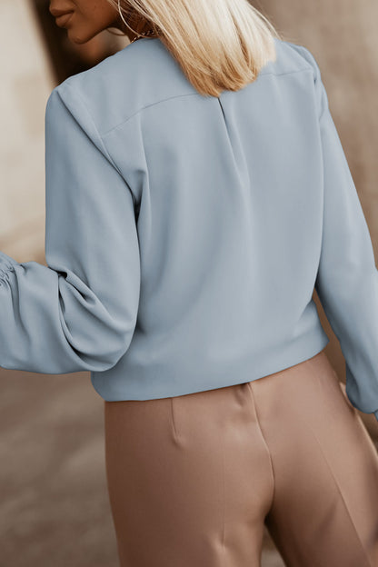 Button Up Round Neck Long Sleeve Shirt - Fashion Finder Hub
