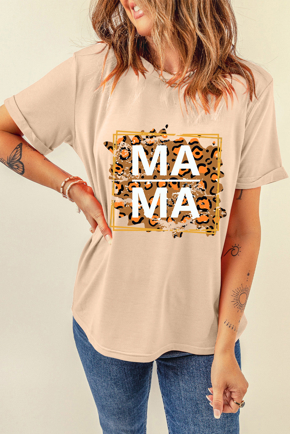 MAMA Round Neck Short Sleeve T-Shirt - Fashion Finder Hub