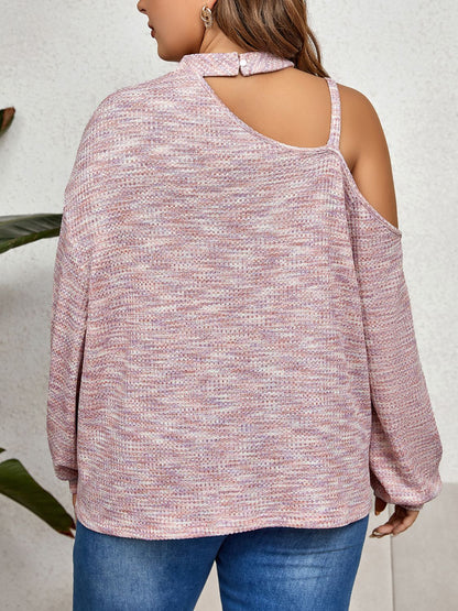 Plus Size Mock Neck Cutout Shoulder Blouse - Fashion Finder Hub