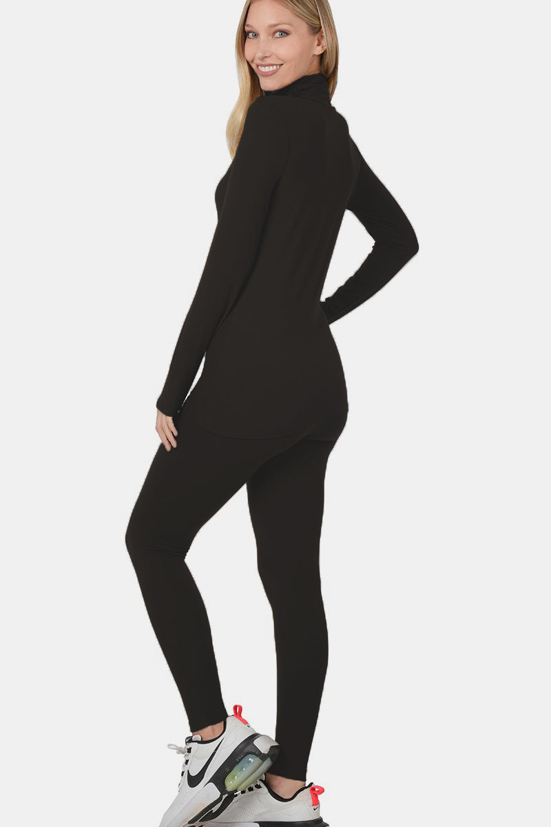 Full Size Turtleneck Top + Leggings Lounge Set