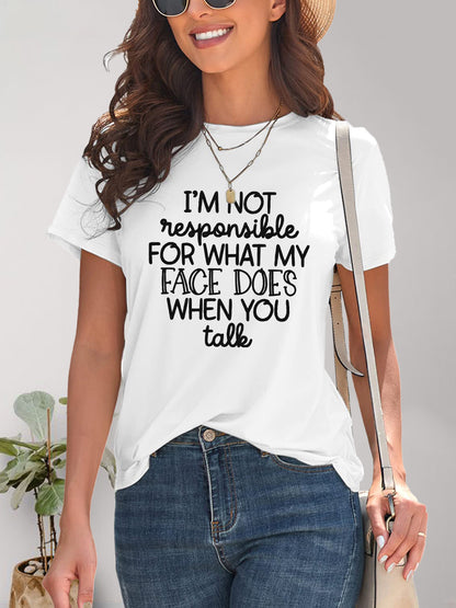 Letter Graphic Round Neck Short Sleeve T-Shirt - Fashion Finder Hub