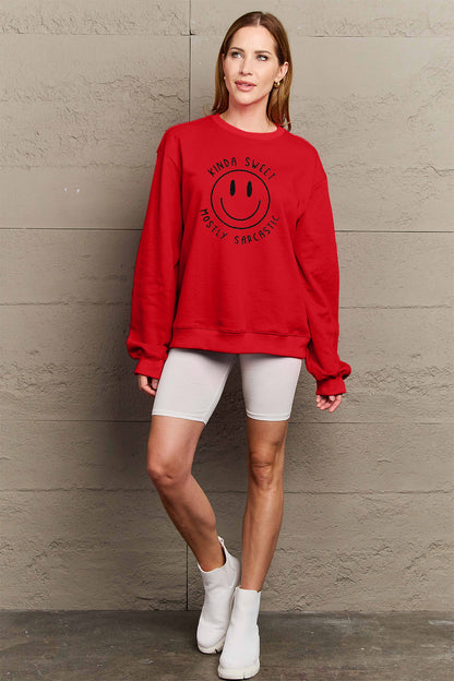 Simply Love Full Size Smiling Face Graphic Sweatshirt - Fashion Finder Hub