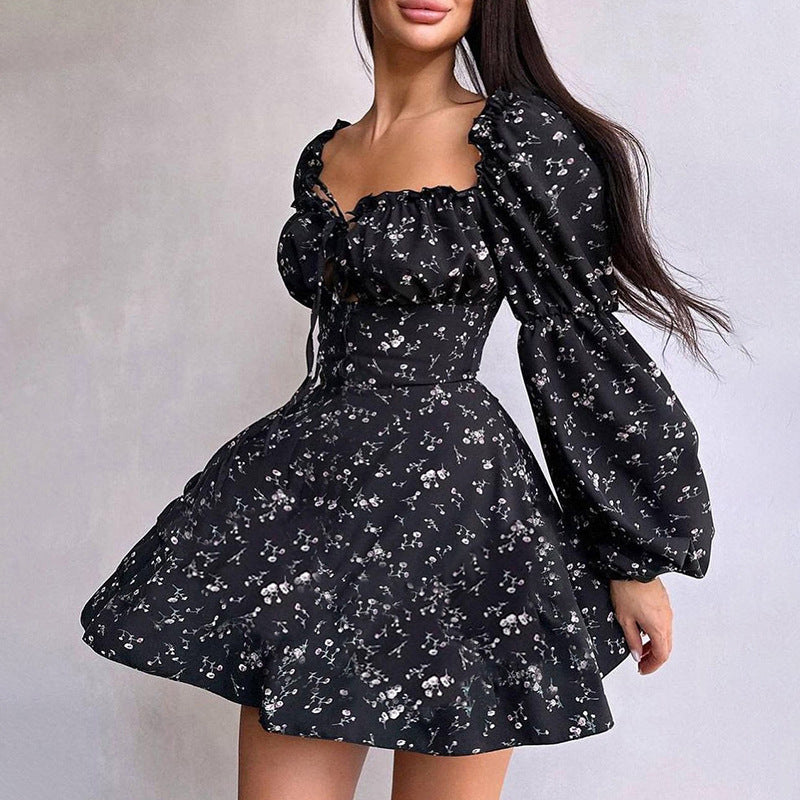 Women's Autumn Fashion Floral Long Sleeve Dress