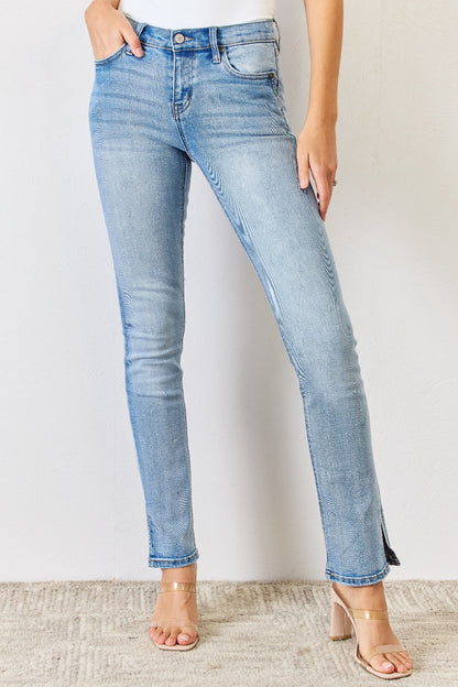 Kancan Full Size Mid Rise Y2K Slit Bootcut Jeans - Fashion Finder Hub