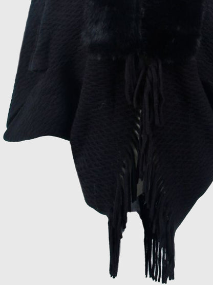 Open Front Fringe Hem Poncho - Fashion Finder Hub