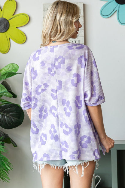 HOPELY Print Waffle Oversized T-Shirt - Fashion Finder Hub