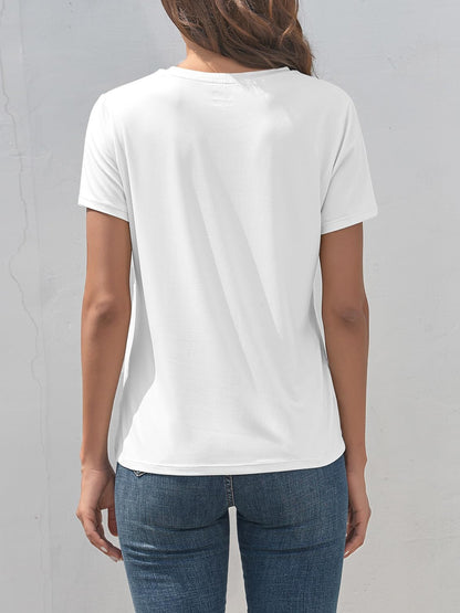 Smile Graphic Round Neck Short Sleeve T-Shirt - Fashion Finder Hub
