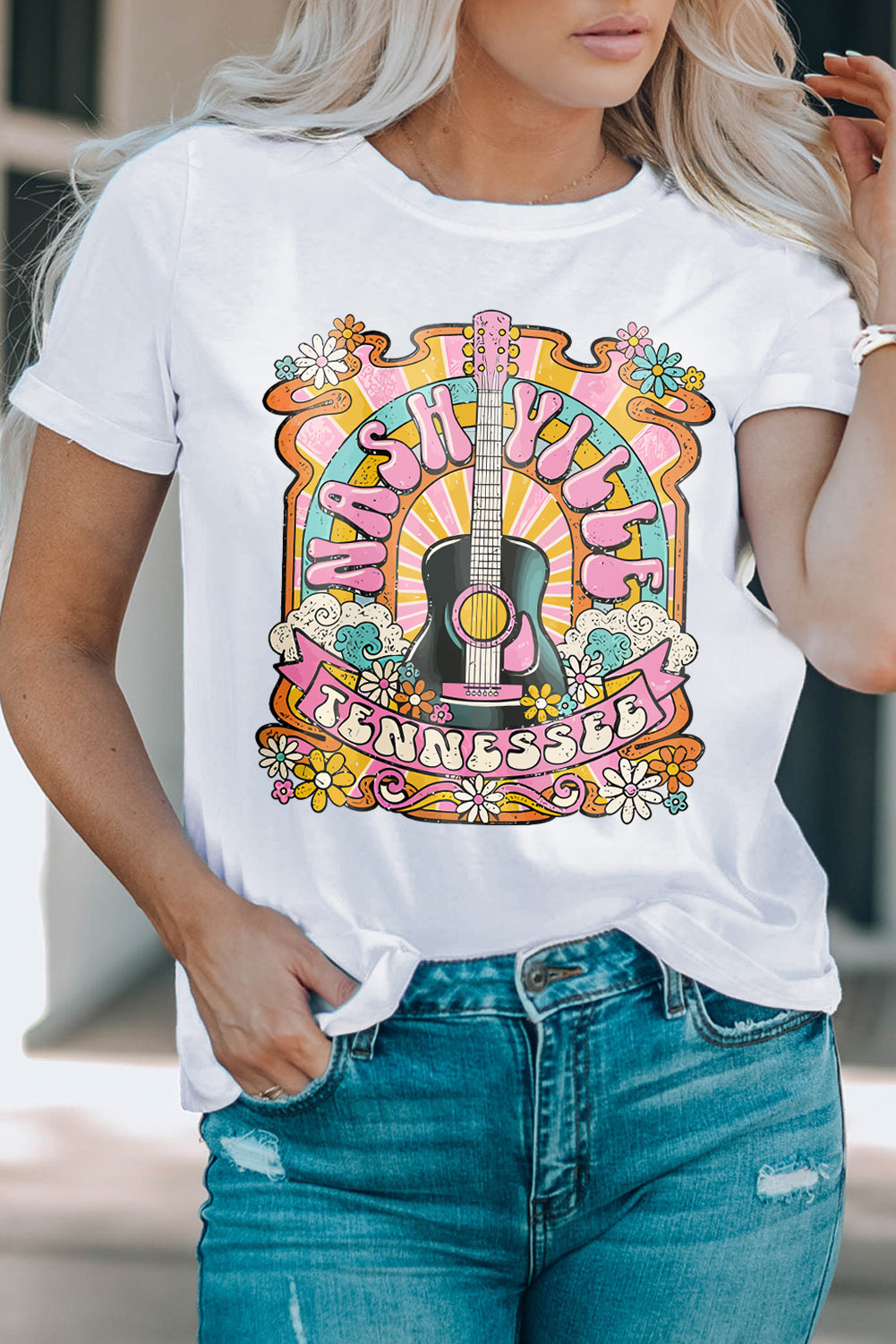 Graphic Round Neck Short Sleeve T-Shirt - Fashion Finder Hub