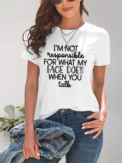 Letter Graphic Round Neck Short Sleeve T-Shirt - Fashion Finder Hub