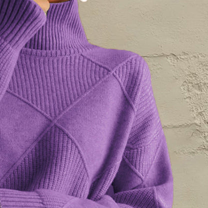 Geometric Turtleneck Long Sleeve Sweater - Fashion Finder Hub