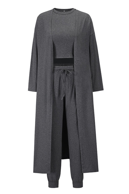 Tank, Pants, and Cardigan Set with Pockets - Fashion Finder Hub